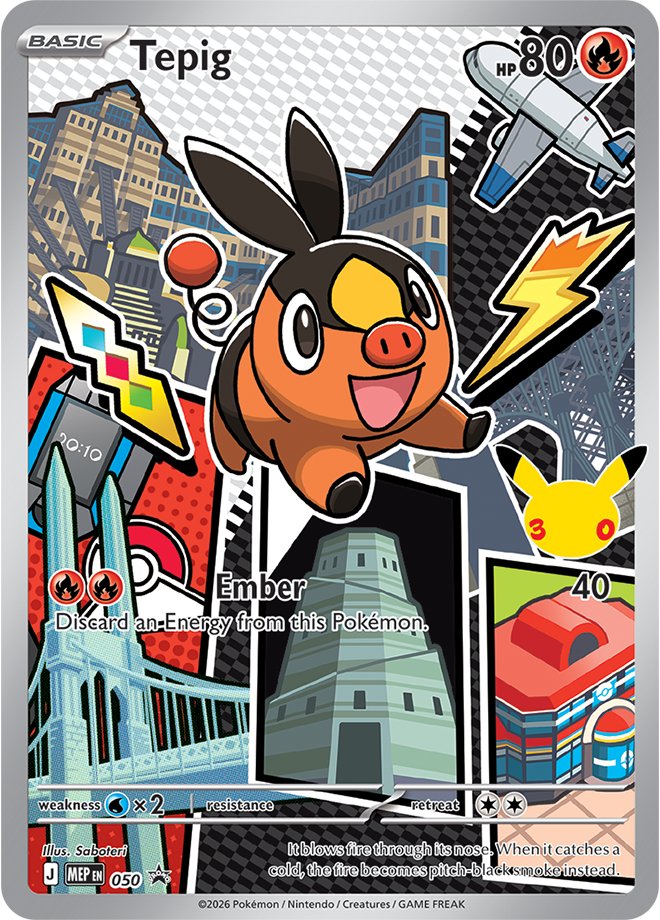 Tepig 050 Illustration Rare Black Star Promo - First Partner Collection Series 2