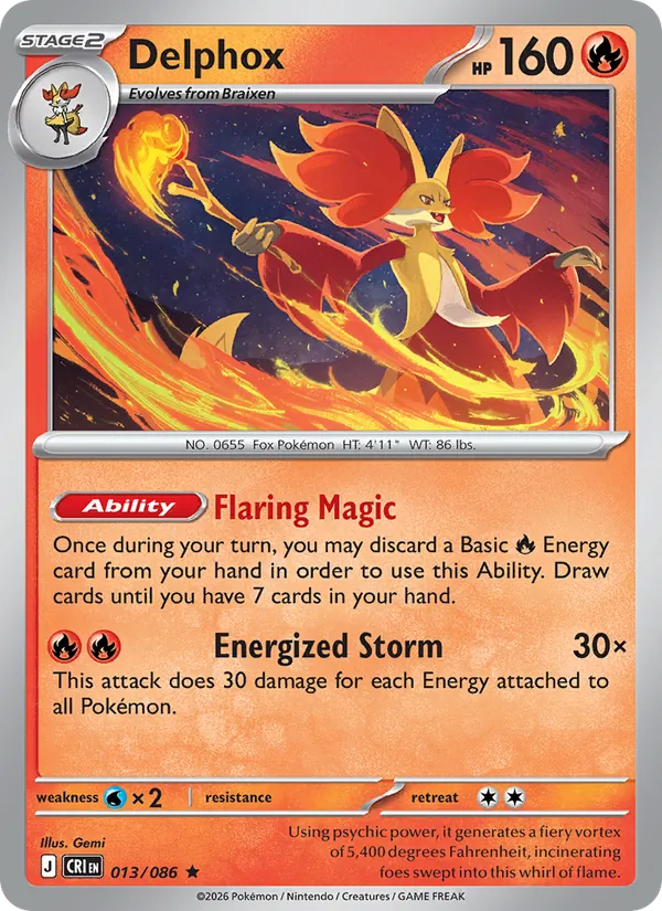 Delphox 013/086 Reverse Holo - Chaos Rising