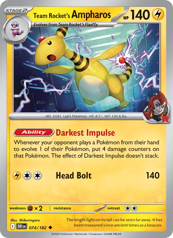 Team Rocket's Ampharos 074/182  - Destined Rivals
