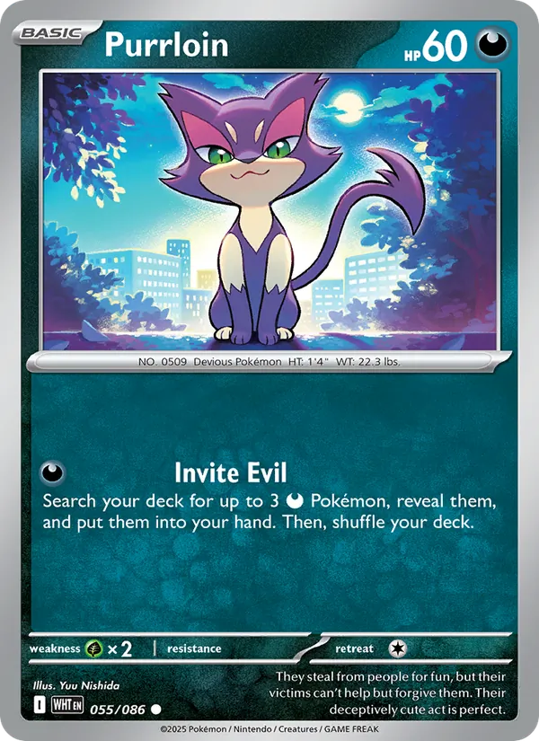 Purrloin 055/086 Poké Ball Reverse Holo - White Flare