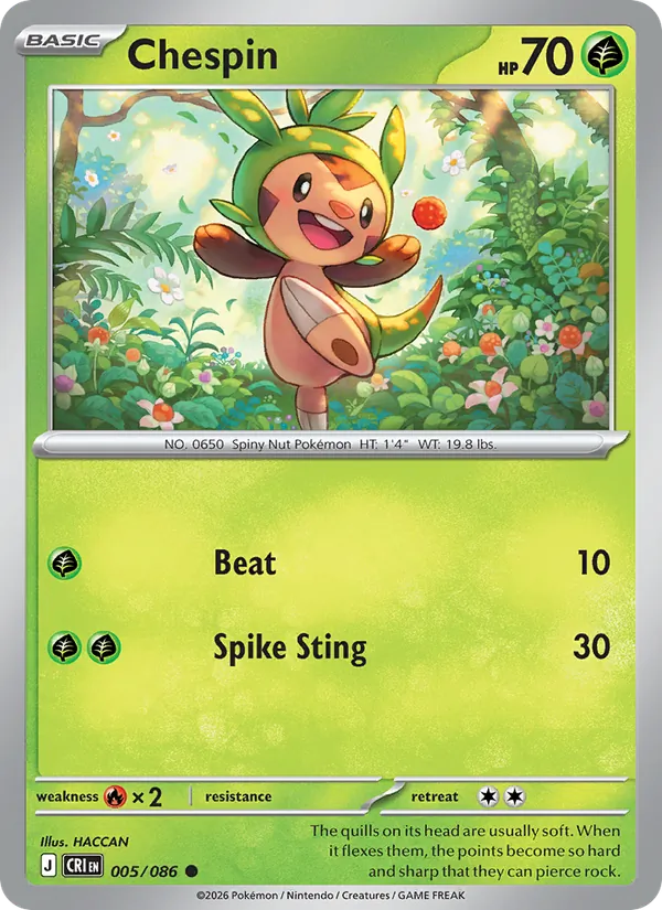 Chespin 005/086 Reverse Holo - Chaos Rising