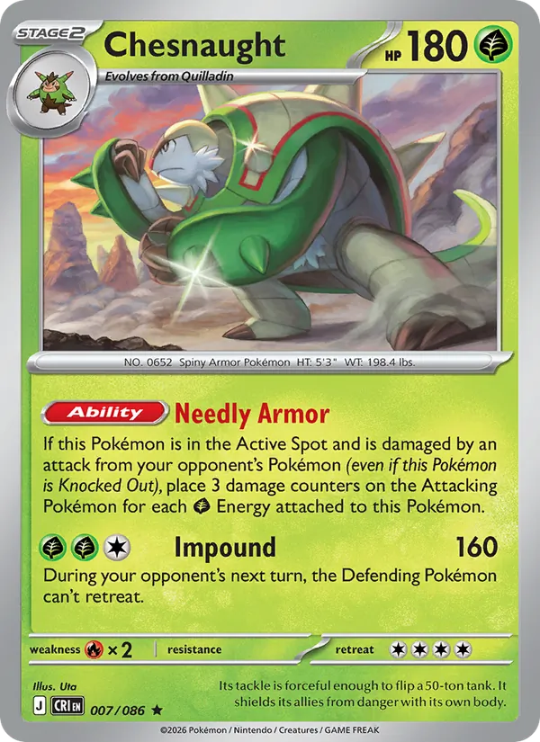 Chesnaught 007/086 Reverse Holo - Chaos Rising