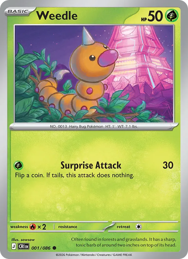 Weedle 001/086 Reverse Holo - Chaos Rising