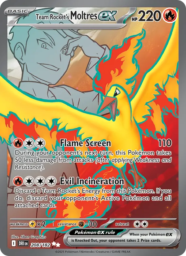 Team Rocket's Moltres ex 208/182 Ultra Rare - Destined Rivals