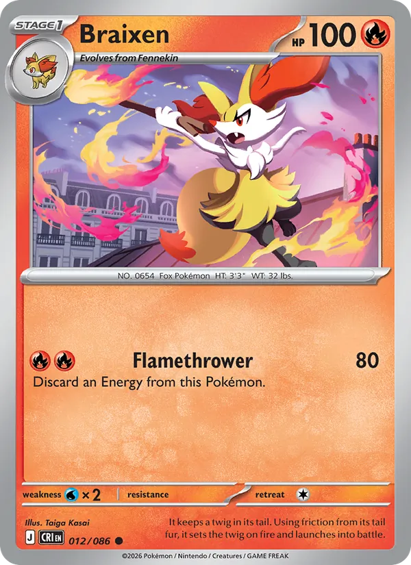 Braixen 012/086 Reverse Holo - Chaos Rising