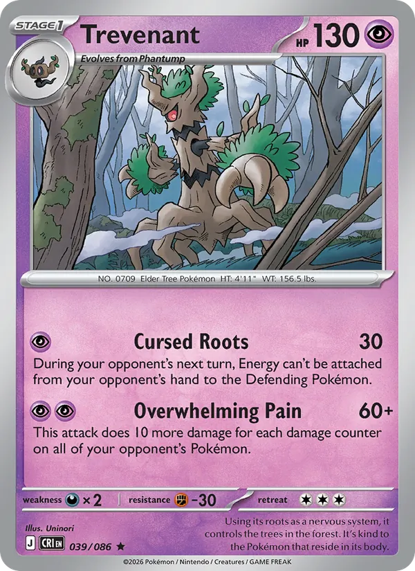 Trevenant 039/086 Reverse Holo - Chaos Rising