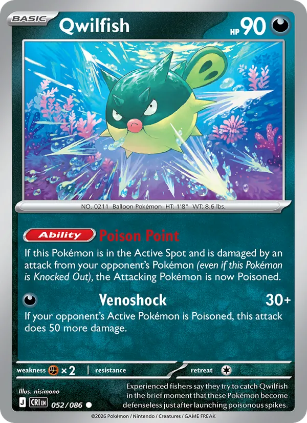 Qwilfish 052/086 Reverse Holo - Chaos Rising