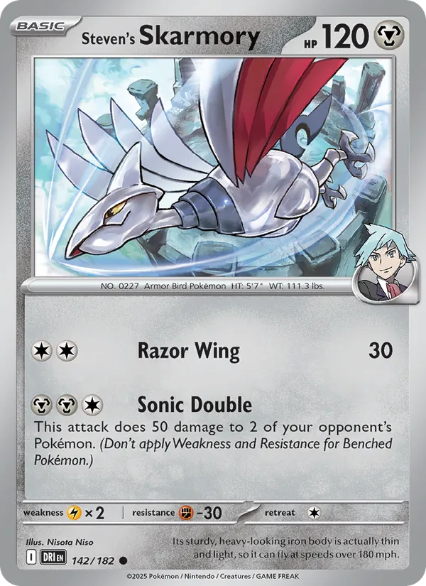 Steven's Skarmory 142/182 Reverse Holo - Destined Rivals