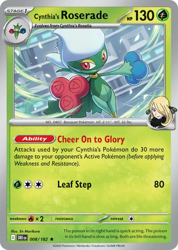 Cynthia's Roserade 008/182 Holo - Destined Rivals