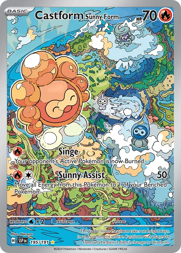 Castform Sunny Form SSP 195/191 Illustration Rare - Surging Sparks
